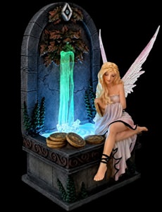 Detaljeret håndmalet fantasy-statuette med LED-lys og gargoil